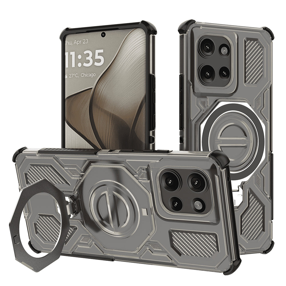 Hülle für Motorola Edge 50, Techsuit, Carbon Shield Pro, Rauchgrau