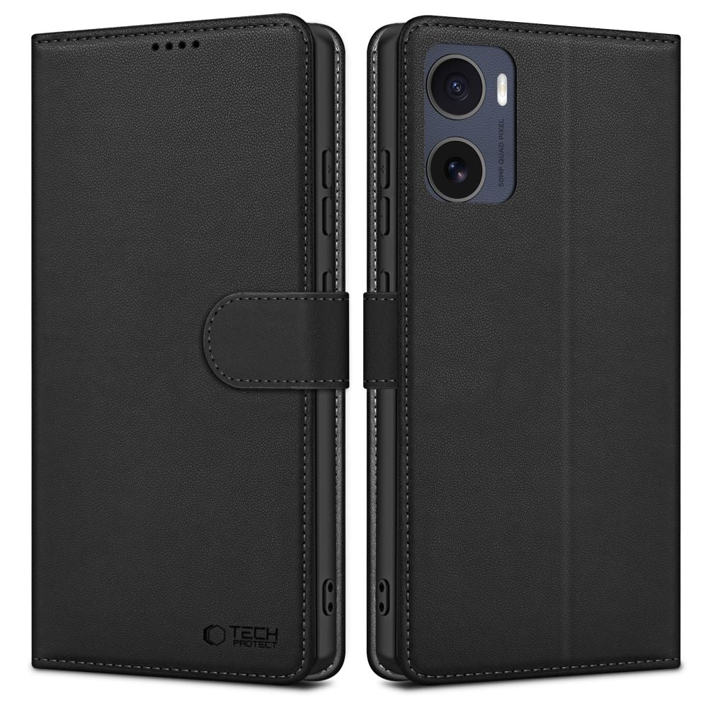 Hülle für Motorola Moto E15 / G05, Tech-Protect, Wallet, Schwarz