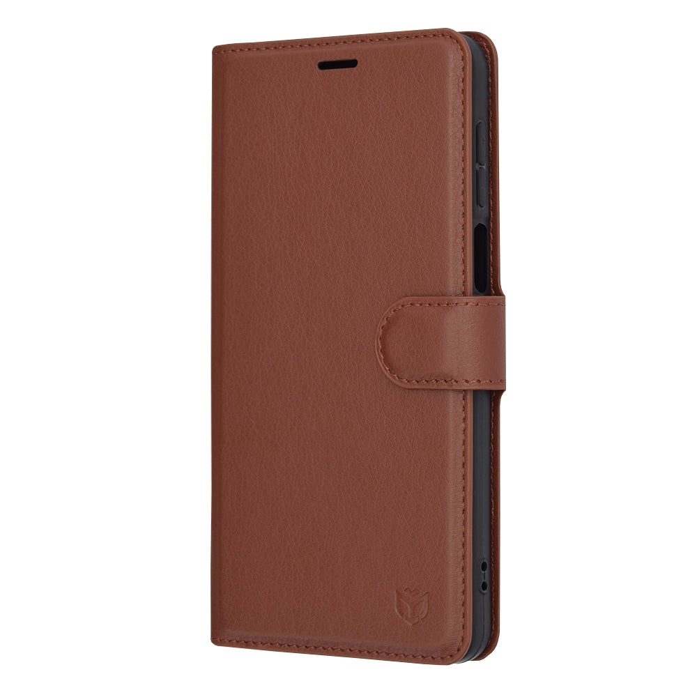 Coque pour Motorola Moto G14, Techsuit, Leather Folio, Marron
