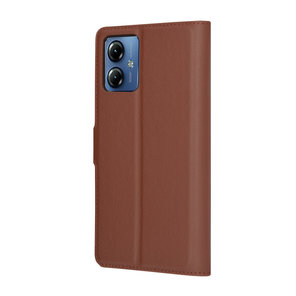 Coque pour Motorola Moto G14, Techsuit, Leather Folio, Marron
