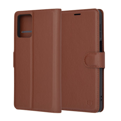 Coque pour Motorola Moto G14, Techsuit, Leather Folio, Marron