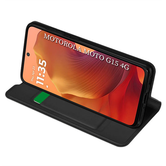 Hoes voor Motorola Moto G15 / G15 Power, Techsuit, Magskin Book, Zwart