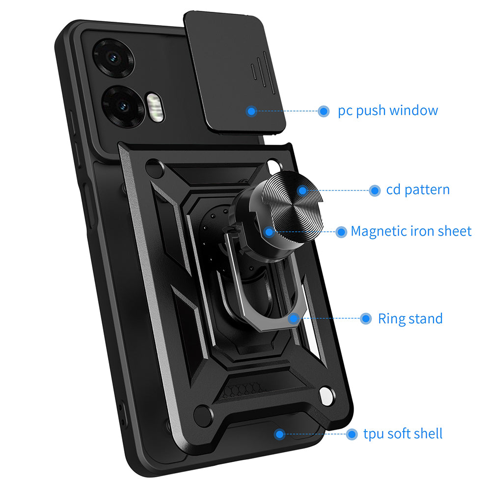 Coque pour Motorola Moto G35, Techsuit, CamShield, Noire