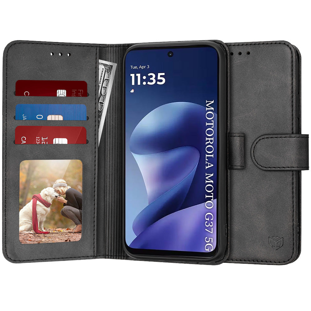Hoes voor Motorola Moto G47 / G37 Power / G37, Techsuit, Diary Book, Zwart