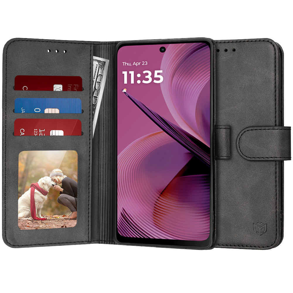 Coque pour Motorola Moto G55, Techsuit, Diary Book, Noire