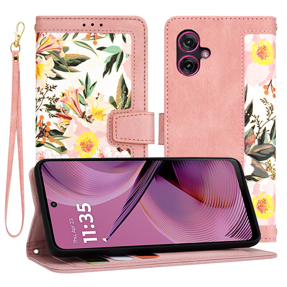 Coque pour Motorola Moto G55, Techsuit, FlipCraft, Rose