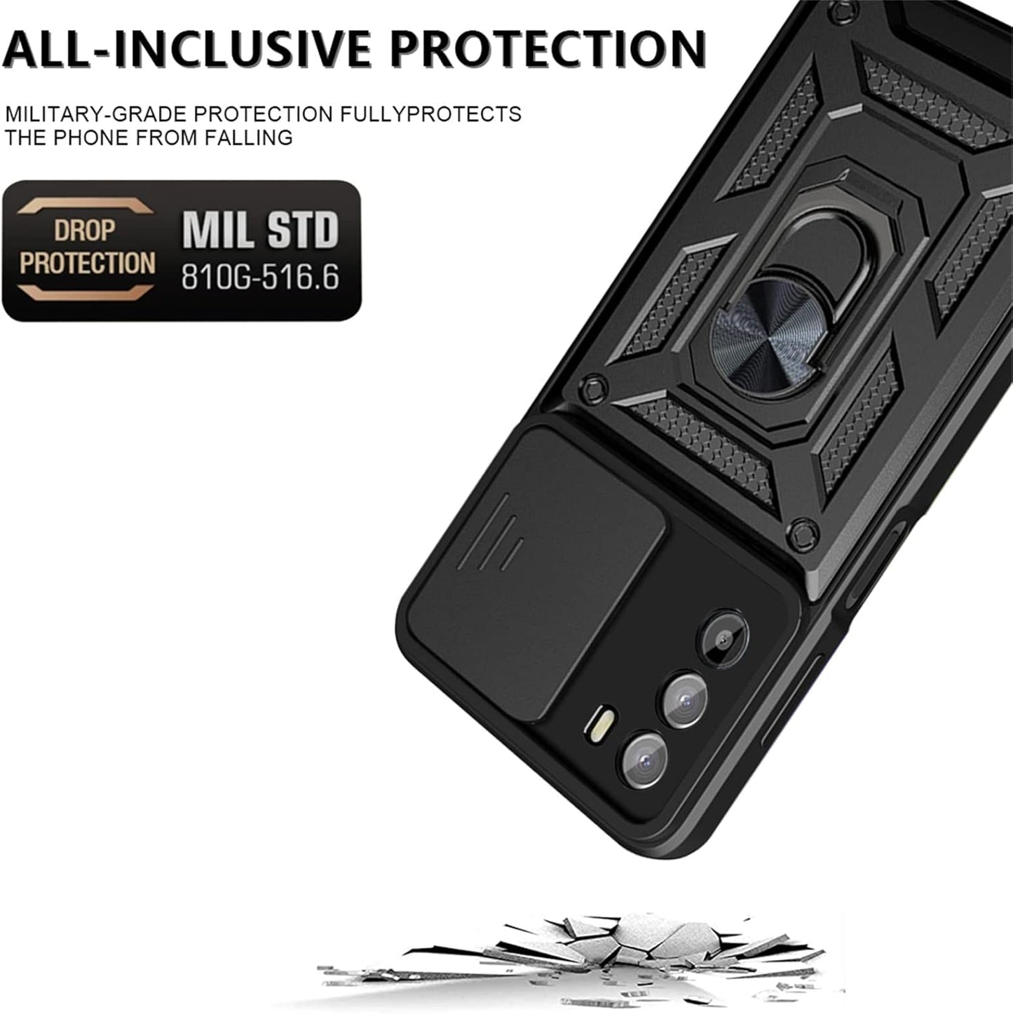 Hoes voor Motorola Moto G62 5G, Techsuit, CamShield, Zwart