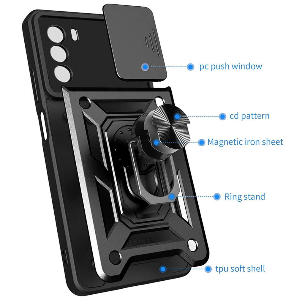 Hoes voor Motorola Moto G62 5G, Techsuit, CamShield, Zwart