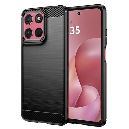 Hoes voor Motorola Moto G67 Power / G57 Power, Techsuit, Carbon, Zwart