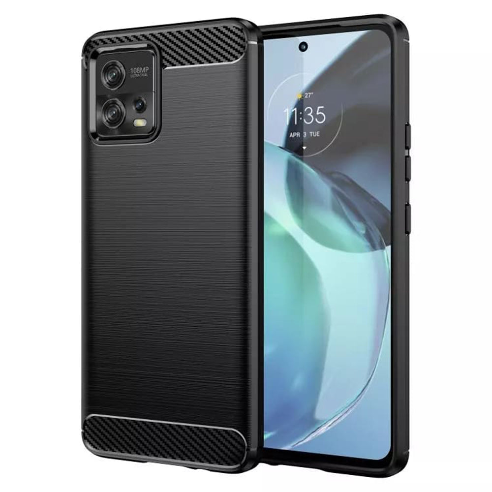 Coque pour Motorola Moto G72, Techsuit, Carbone, Noire