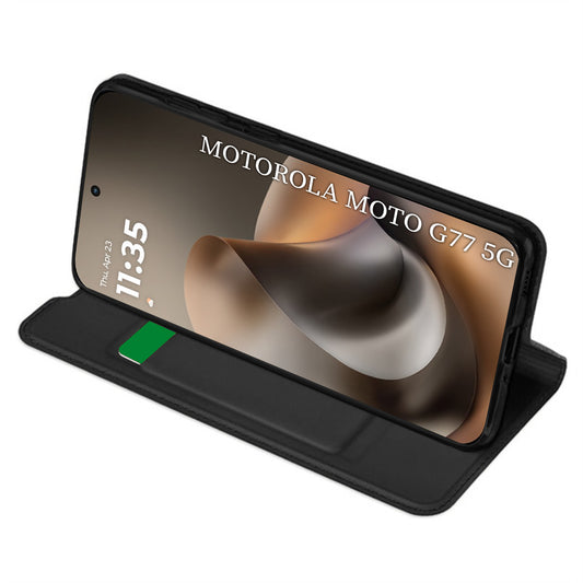 Hoes voor Motorola Moto G77 / G67, Techsuit, Magskin Book, Zwart