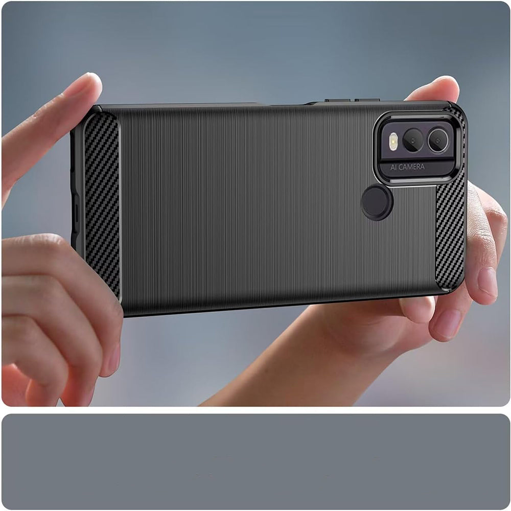 Coque pour Nokia C22, Techsuit, Carbone, Noire