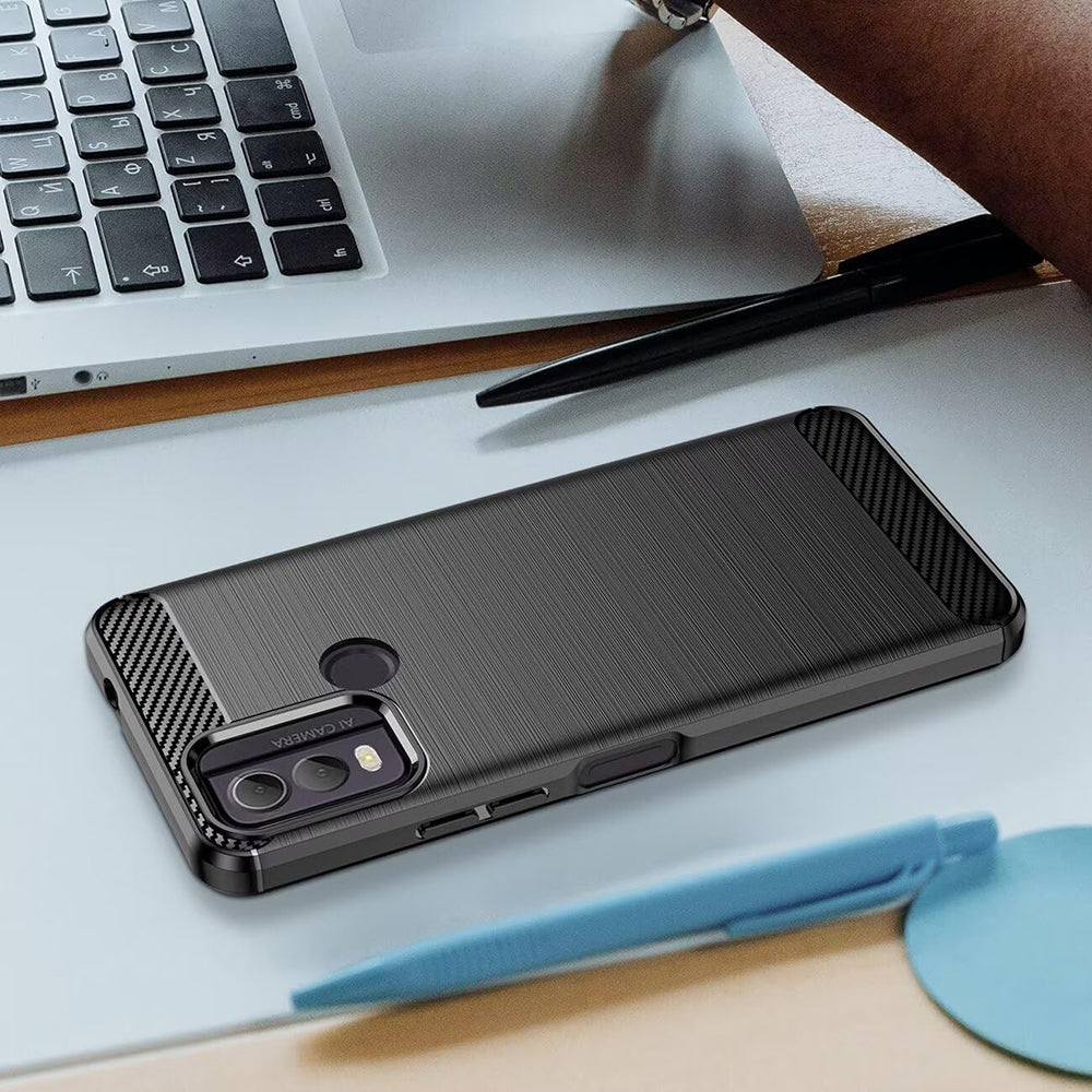 Coque pour Nokia C22, Techsuit, Carbone, Noire