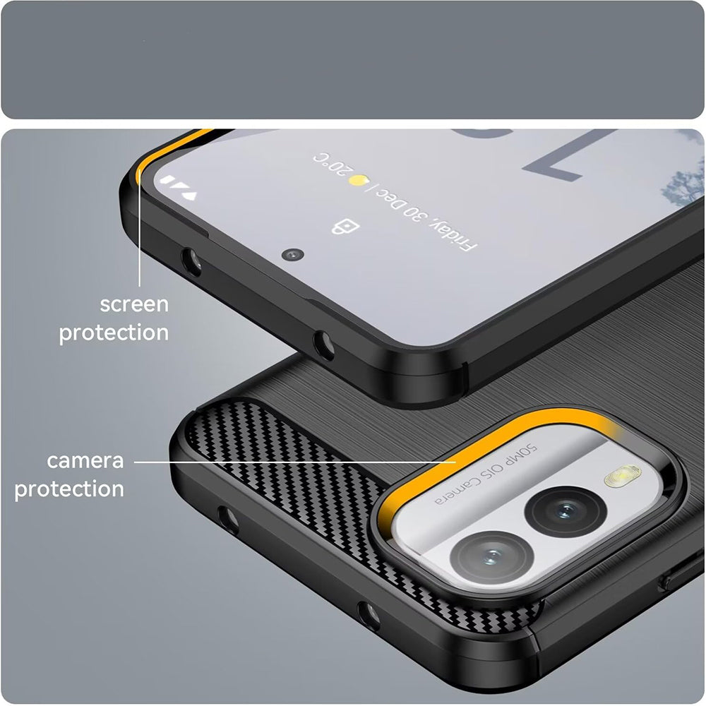 Hülle für Nokia X30, Techsuit, Carbon, Schwarz