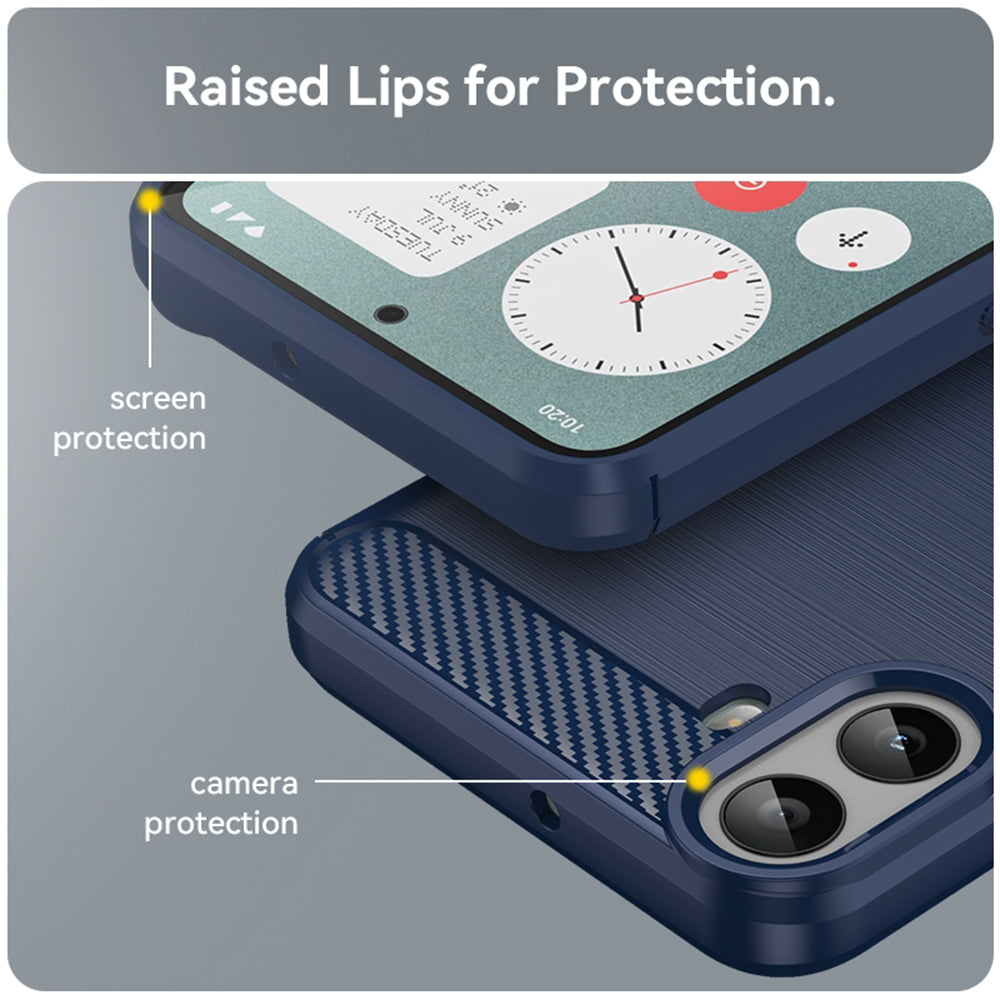 Coque pour Nothing CMF Phone 1, Techsuit, Carbone, Bleue