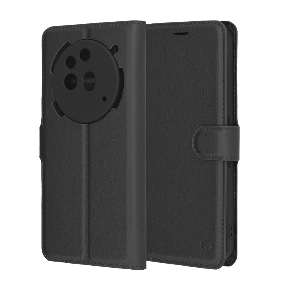 Hülle für Nothing Phone (3a) Pro, Techsuit, Leder-Folio, Schwarz