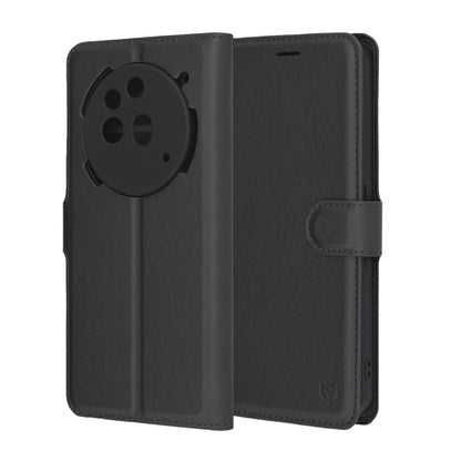 Hülle für Nothing Phone (3a) Pro, Techsuit, Leder-Folio, Schwarz