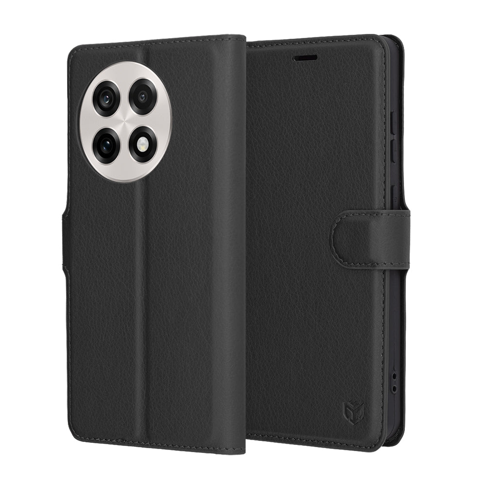 Case for OnePlus 13R, Techsuit, Leather Folio, Black