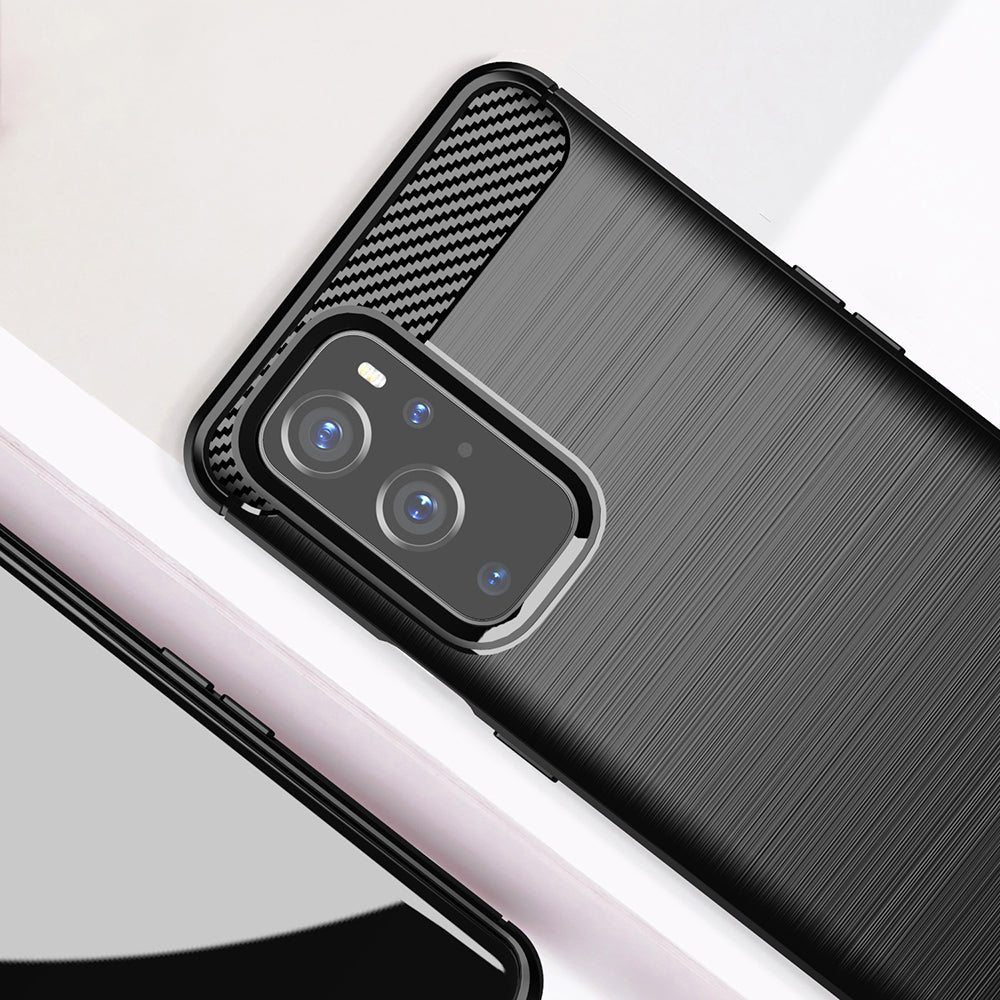 Hülle für OnePlus 9 Pro, Techsuit, Carbon, Schwarz