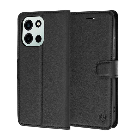 Hülle für OnePlus Nord 6, Techsuit, Leather Folio, Schwarz
