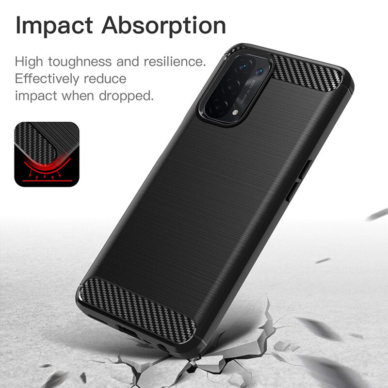 Hülle für OnePlus Nord N200 5G / Oppo A74 5G / A54 5G, Techsuit, Carbon, Schwarz