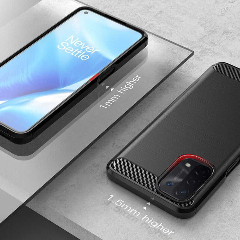Hülle für OnePlus Nord N200 5G / Oppo A74 5G / A54 5G, Techsuit, Carbon, Schwarz