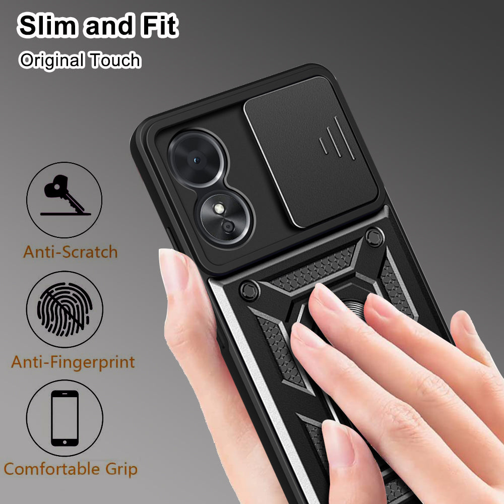 Hülle für Oppo A17, Techsuit, CamShield, Schwarz