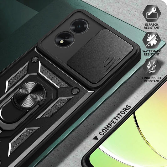Hoes voor Oppo A18 / A38, Techsuit, CamShield, Zwart