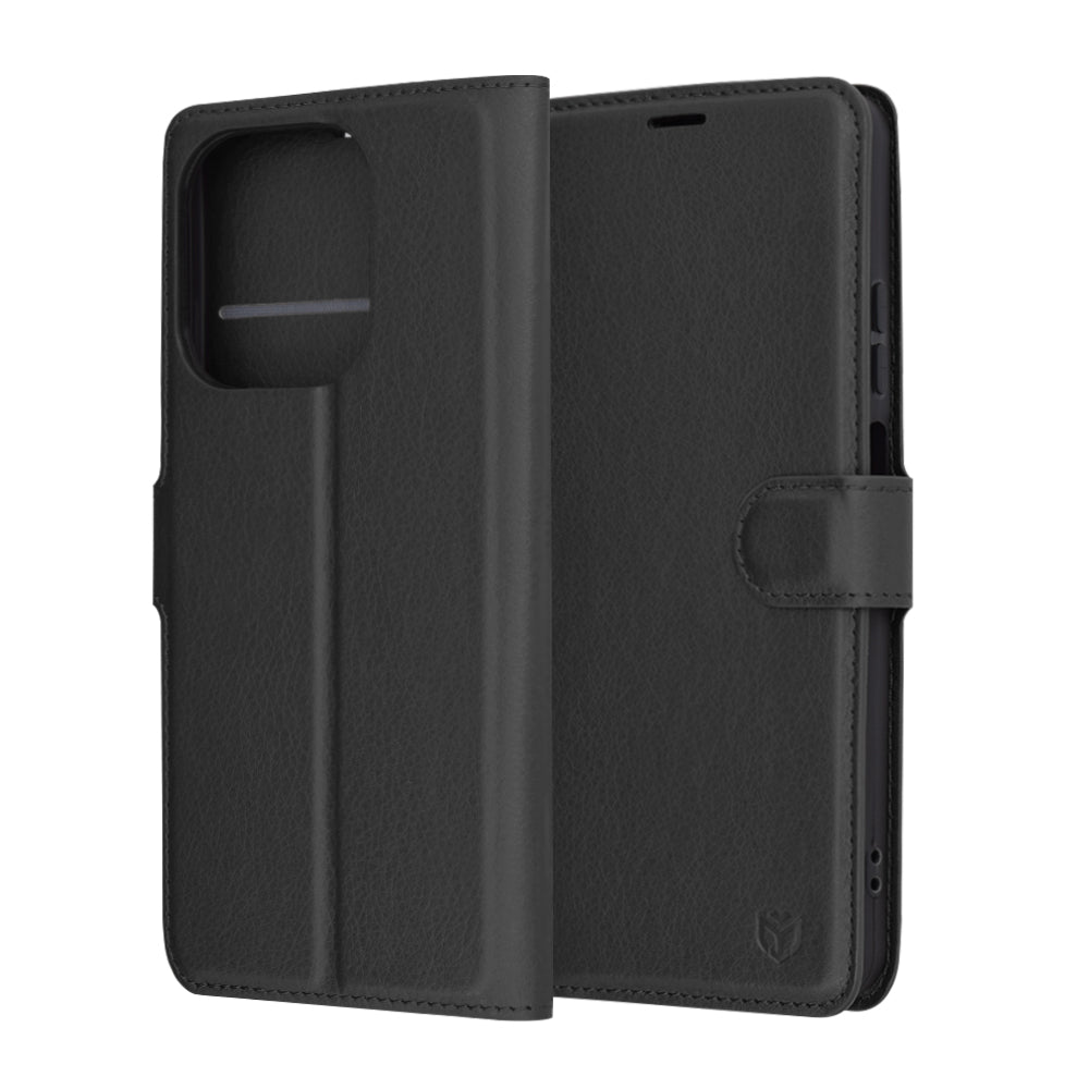 Hülle für Oppo A3 4G / A3, Techsuit, Leder-Folio, Schwarz