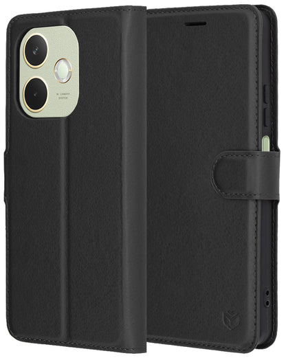 Hülle für Oppo A5 Pro 4G / A5 Pro, Techsuit, Leder-Folio, Schwarz