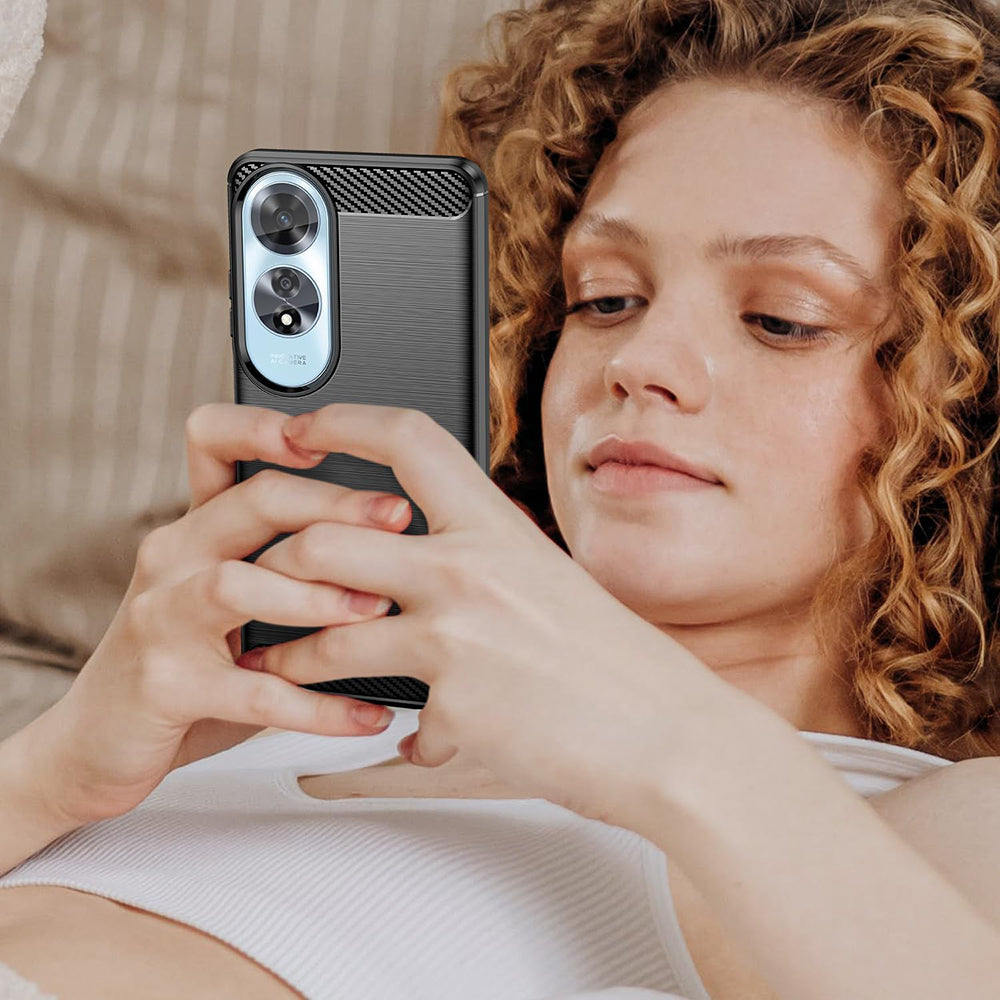 Hülle für Oppo A60, Techsuit, Carbon, Schwarz