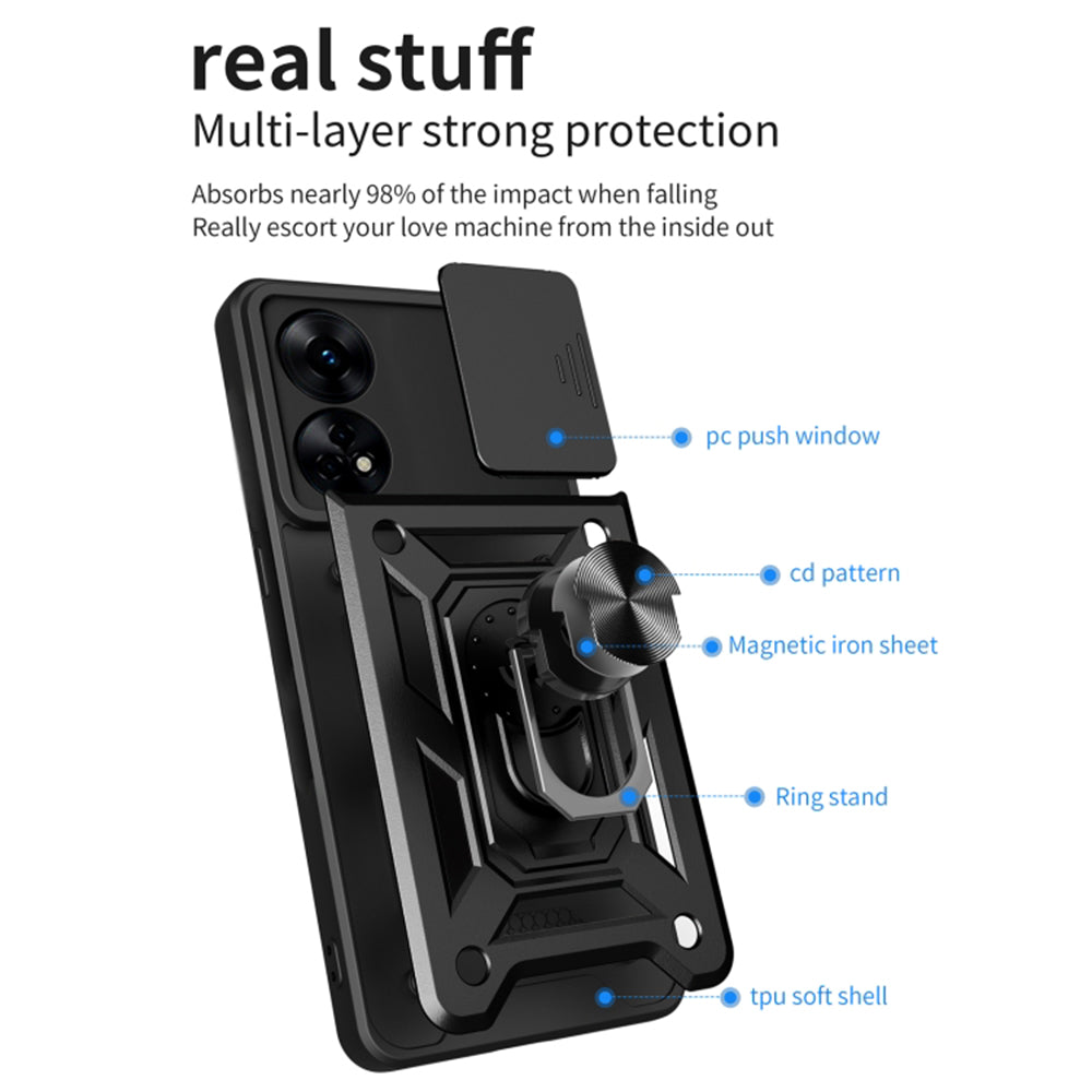 Coque pour Oppo A78 4G, Techsuit, CamShield, Noire
