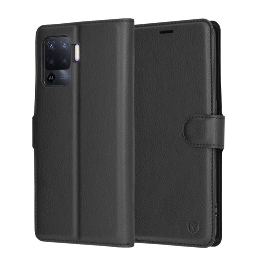 Hoes voor Oppo A94 / Reno5 Lite, Techsuit, Leather Folio, Zwart