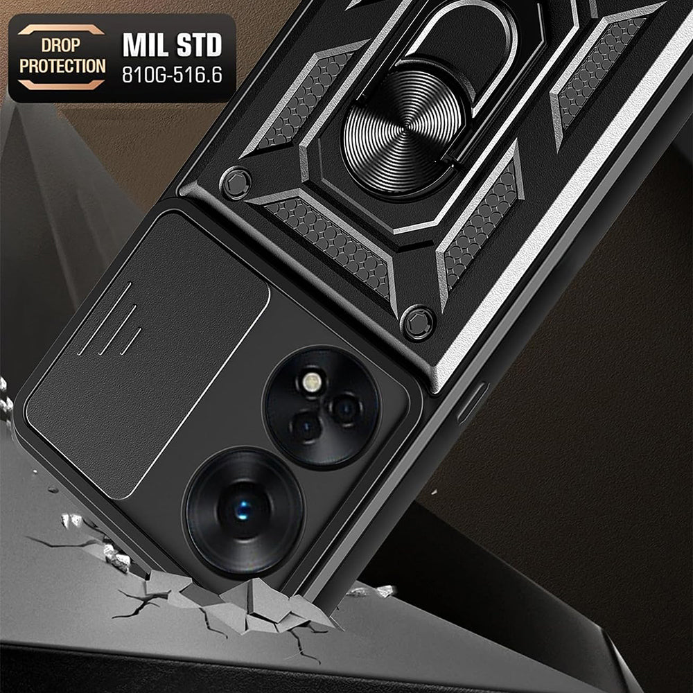 Hoes voor Oppo A98, Techsuit, CamShield, Zwart