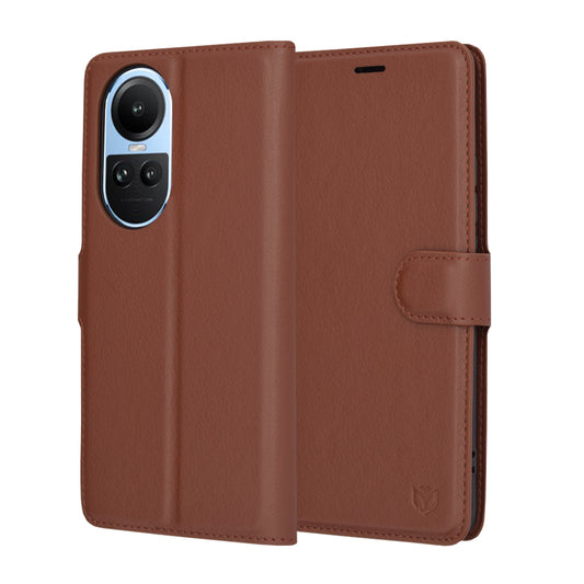 Hoes voor Oppo Reno10 / Reno10 Pro, Techsuit, Leather Folio, Bruin