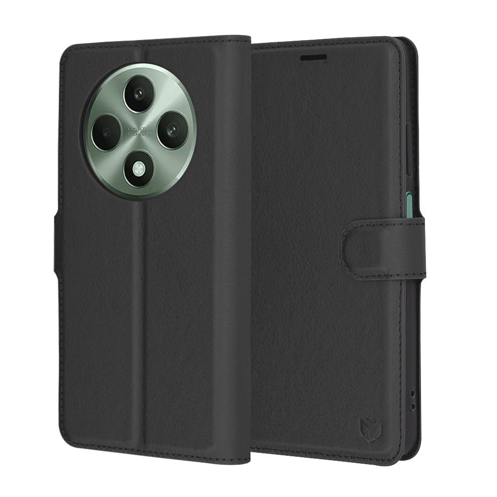 Coque pour Oppo Reno12 FS 5G / Reno12 FS 4G / Reno12 F 4G / Reno12 F, Techsuit, Folio en cuir, Noir