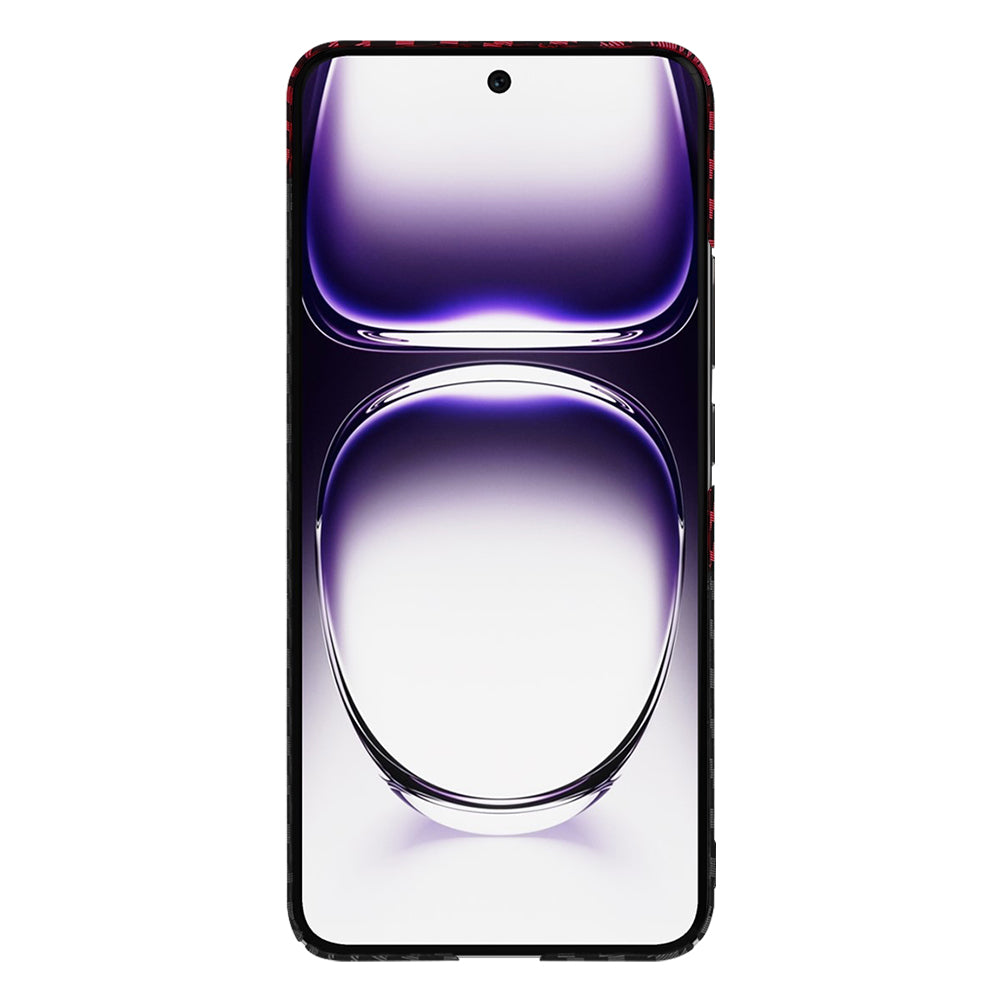 Hoes voor Oppo Reno12, Techsuit, Carbonite FiberShell, Zwart Rood