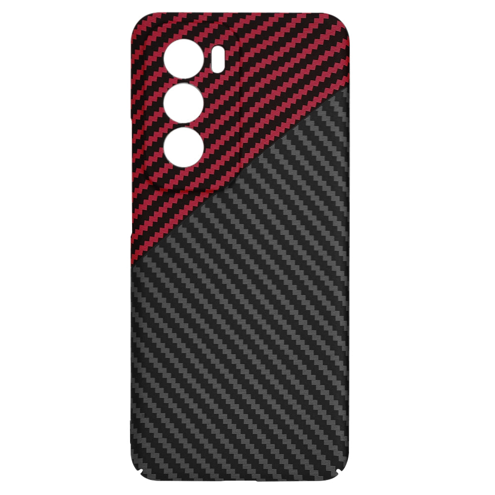 Hoes voor Oppo Reno12, Techsuit, Carbonite FiberShell, Zwart Rood