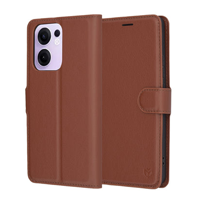 Coque pour Oppo Reno13 FS 5G / Reno13 F 4G / Reno13 F, Techsuit, Folio en cuir, Marron