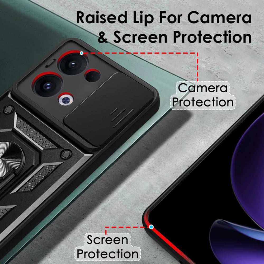 Hülle für Oppo Reno13, Techsuit, CamShield, Schwarz