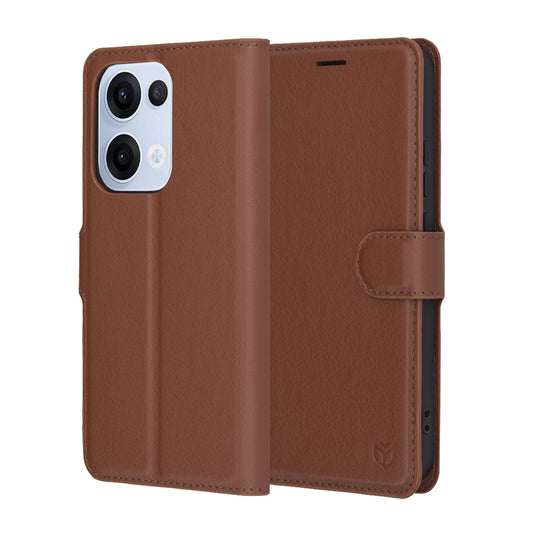 Hülle für Oppo Reno13, Techsuit, Leder-Folio, Braun