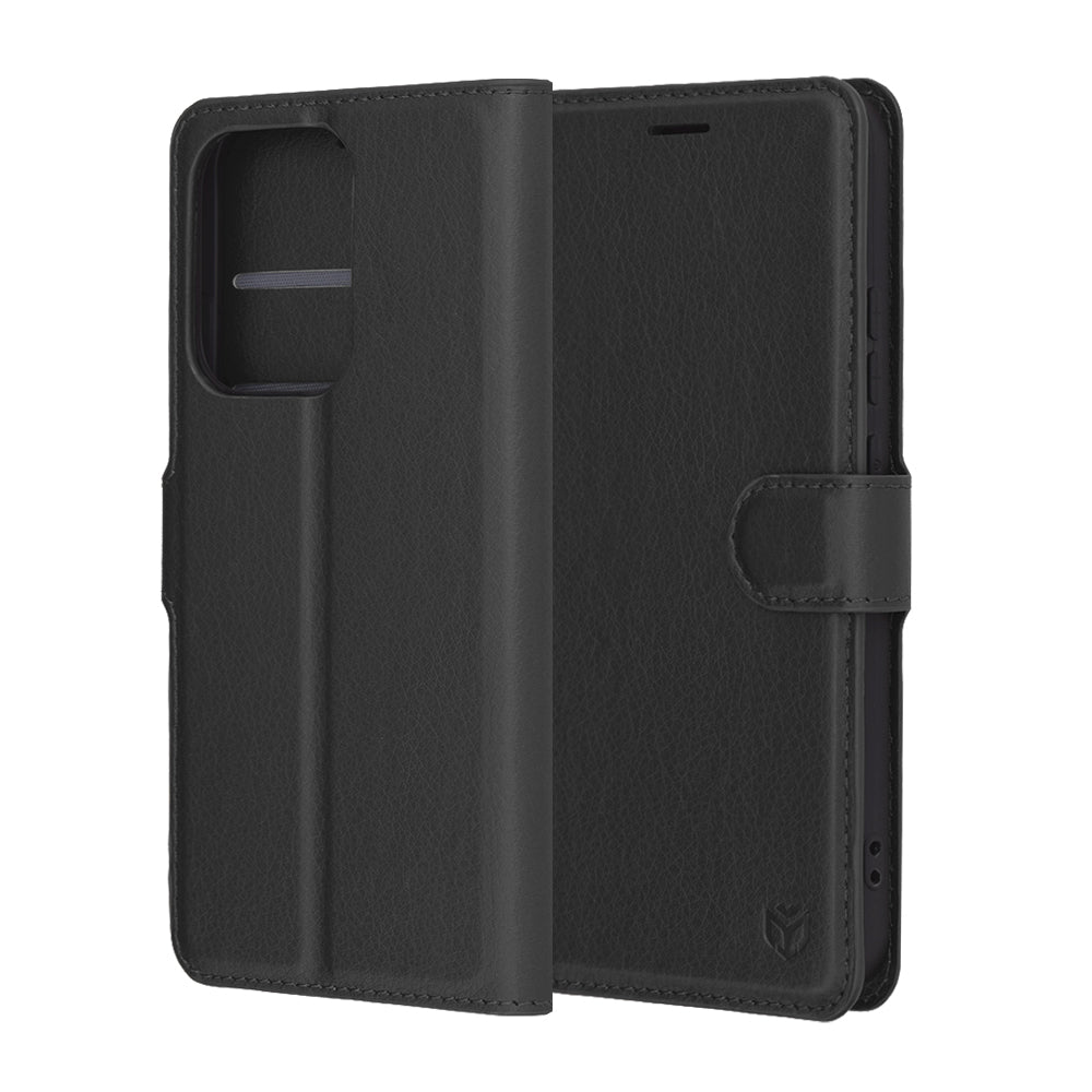 Hoes voor Oppo Reno13, Techsuit, Leather Folio, Zwart