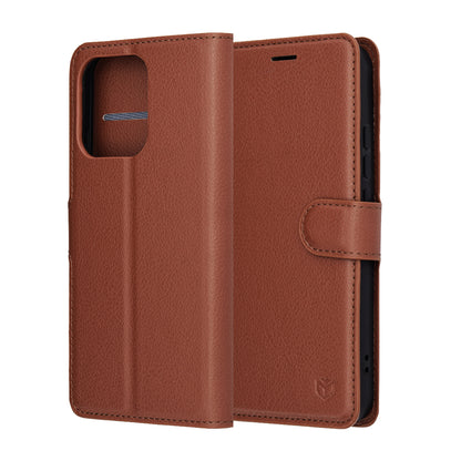Hoes voor Oppo Reno14, Techsuit, Leather Folio, Bruin