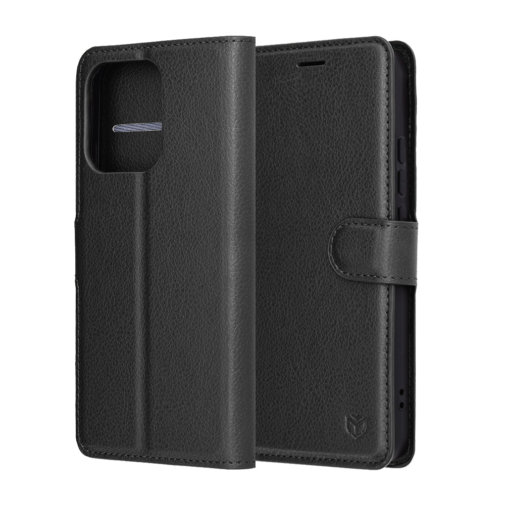 Hoes voor Oppo Reno14, Techsuit, Leather Folio, Zwart