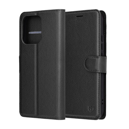 Hoes voor Oppo Reno14, Techsuit, Leather Folio, Zwart