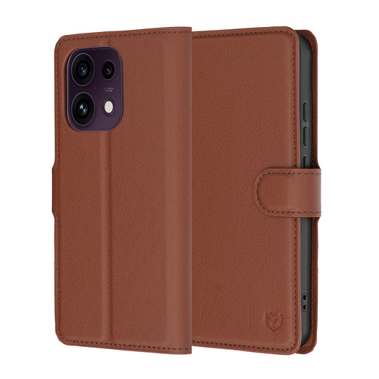 Hoes voor Oppo Reno16 F / Reno16 FS, Techsuit, Leather Folio, Bruin