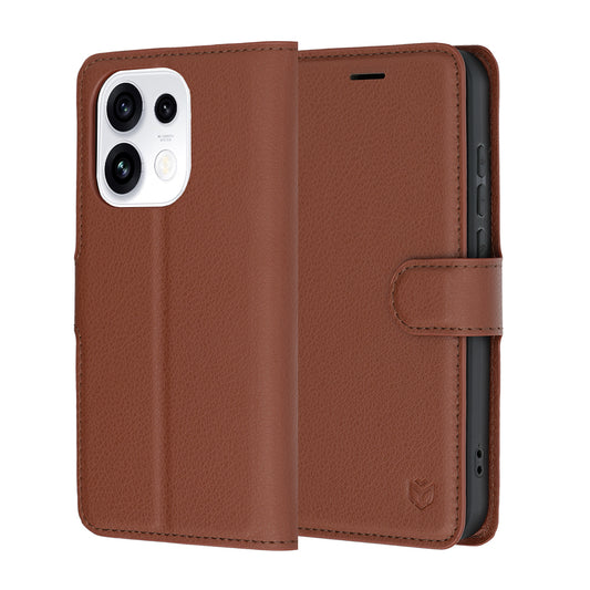 Hoes voor Oppo Reno16 Pro, Techsuit, Leather Folio, Bruin