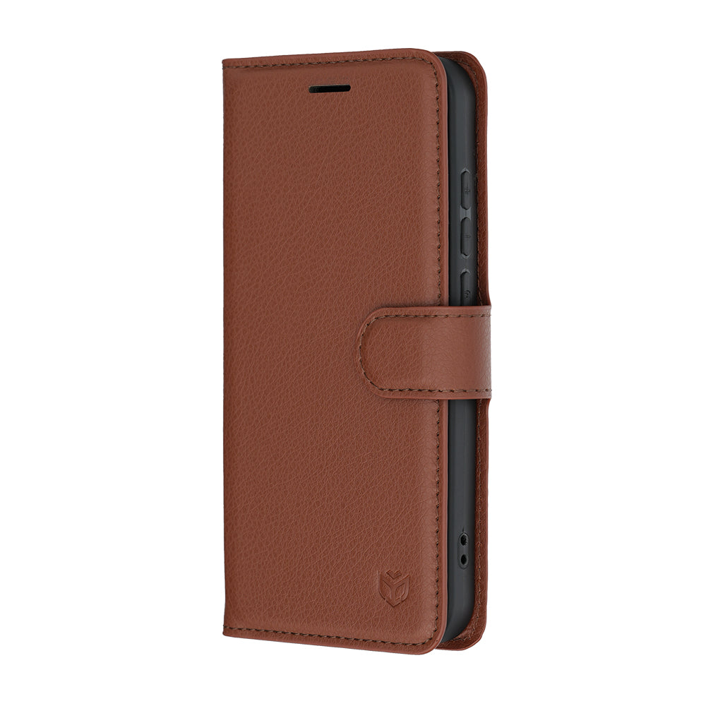Hülle für Oppo Reno16 Pro, Techsuit, Leder-Folio, Braun