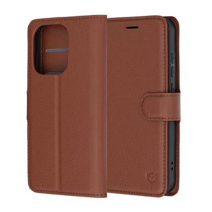 Hülle für Oppo Reno16 Pro, Techsuit, Leder-Folio, Braun