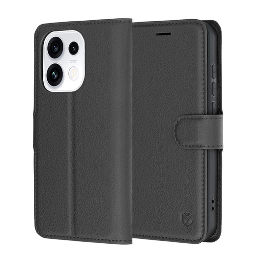Hoes voor Oppo Reno16 Pro, Techsuit, Leather Folio, Zwart